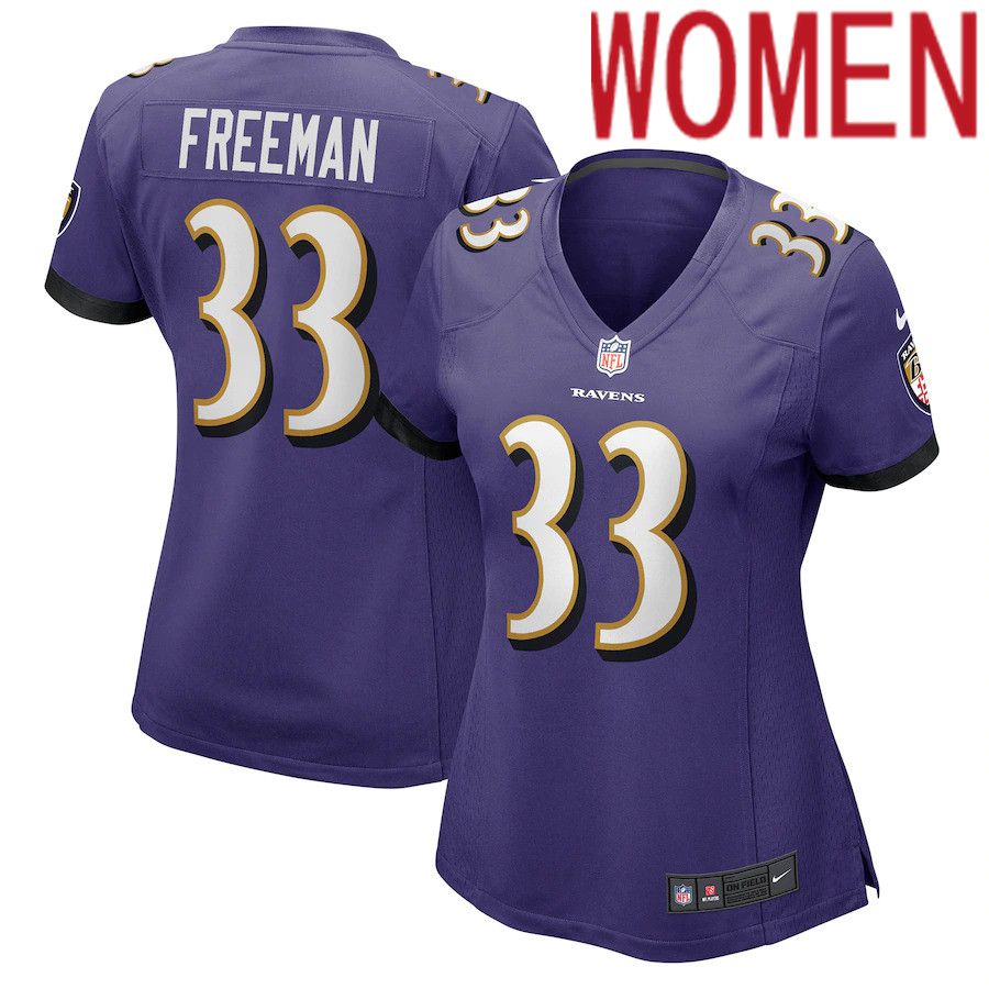 Women Baltimore Ravens #33 Devonta Freeman Nike Purple Game NFL Jersey